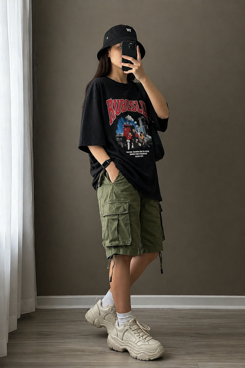 GenzHub Womens Printed Oversized Cotton T-shirt