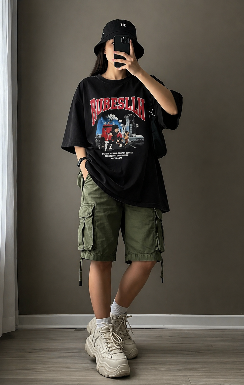 GenzHub Womens Printed Oversized Cotton T-shirt