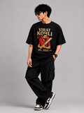 Genzhub Mens Virat Kohli RCB Black Graphic Oversized Tshirt