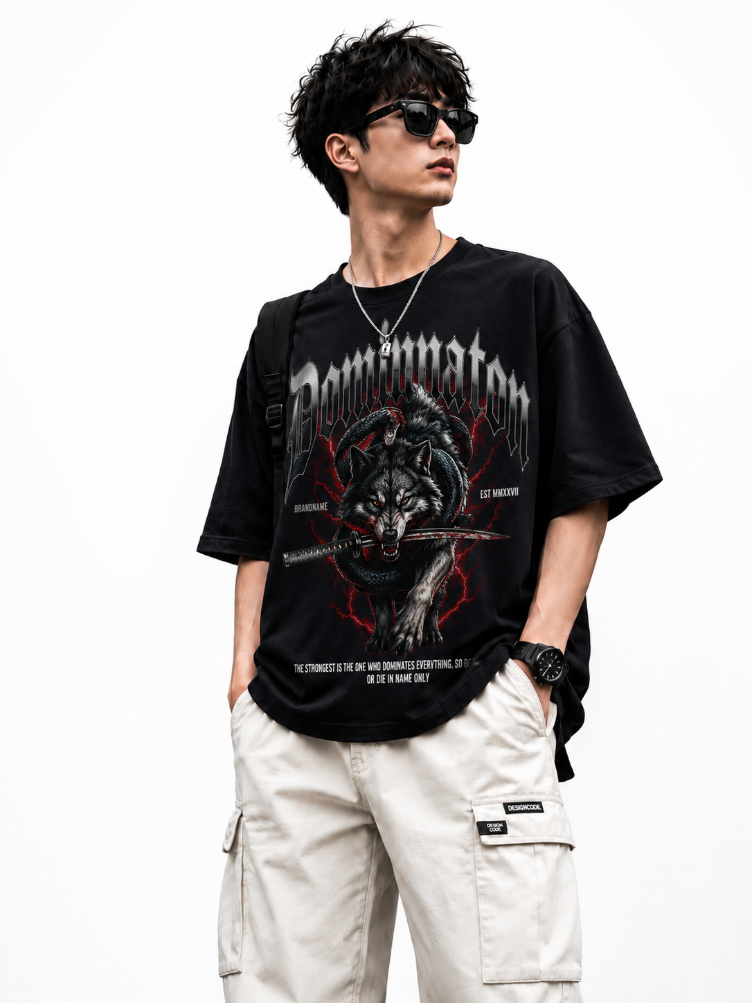 Genzhub Men’s Premium Black Oversized Graphic Printed T-shirt
