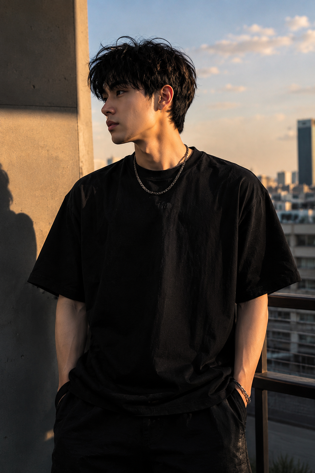 Genzhub Oversized Black T-Shirt for Men | Korean Streetwear Fashion 🔥
