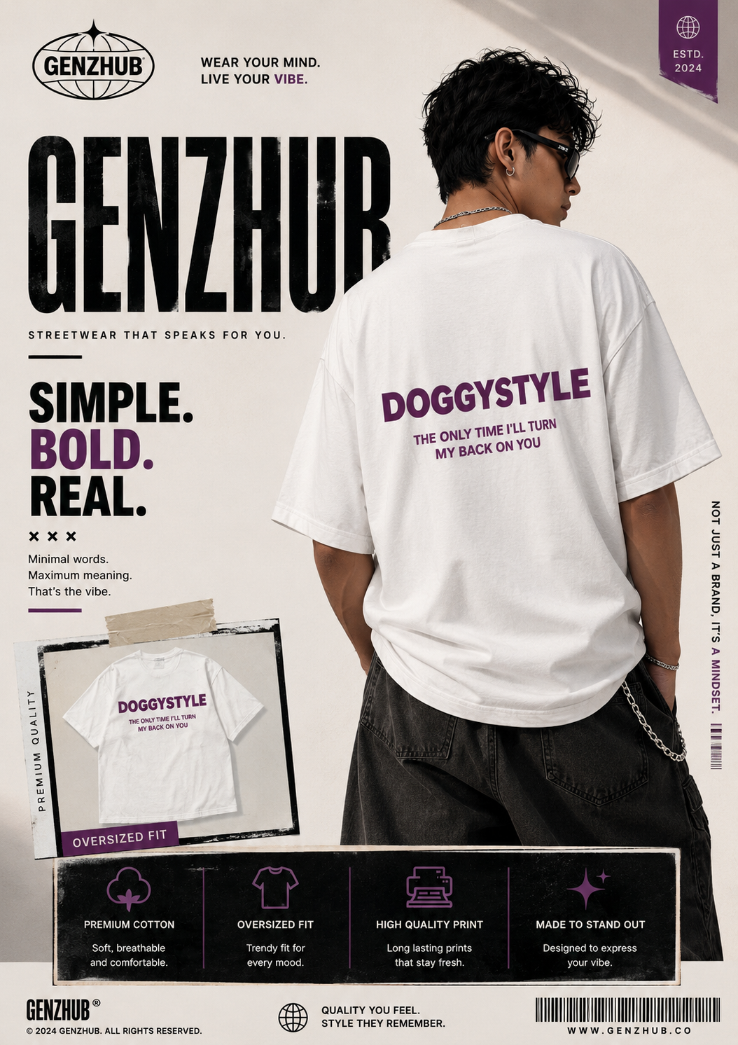 Mens white oversized tshirt for mens
