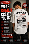 Genzhub Mens White Oversized Tshirt