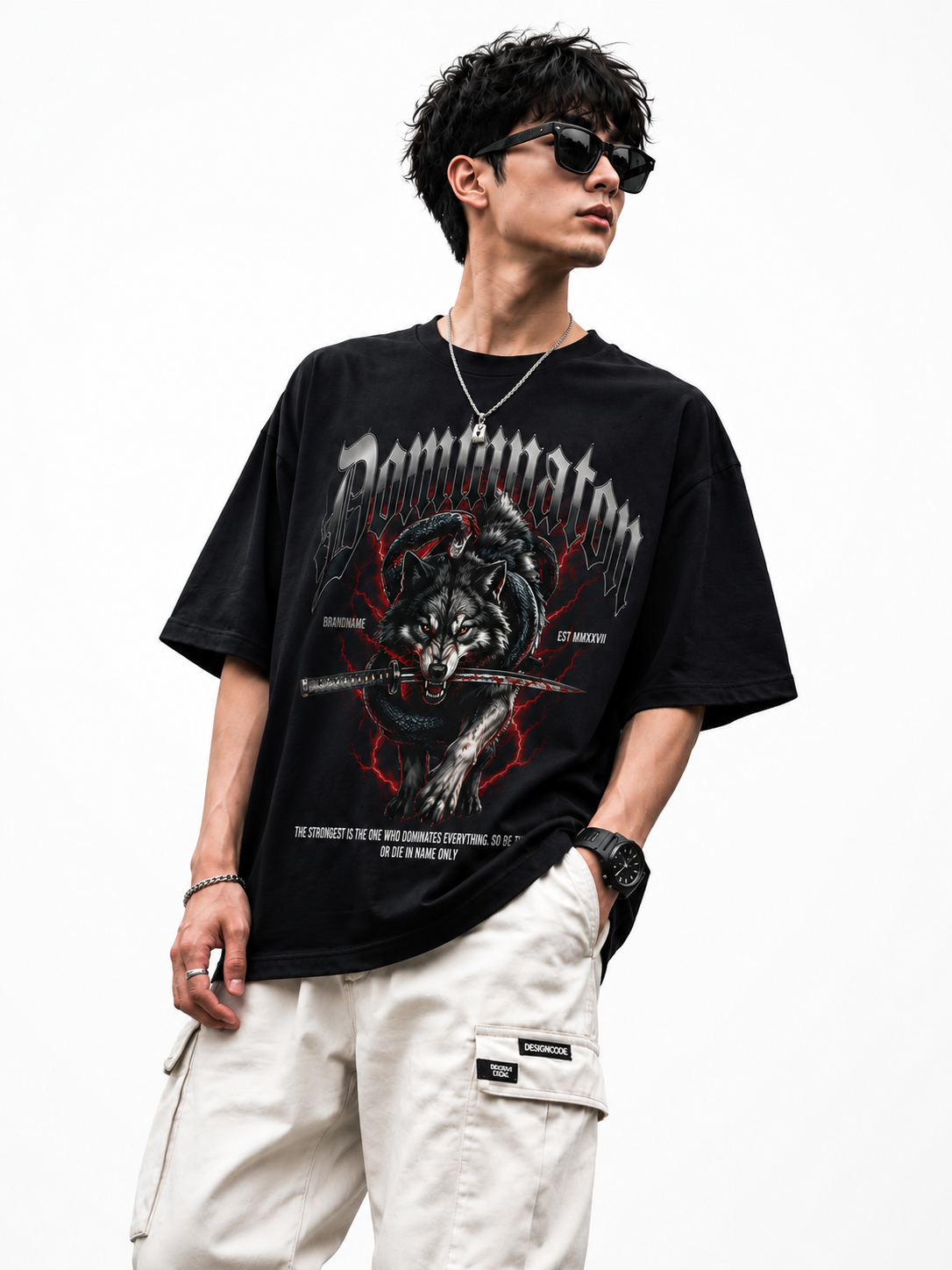 Genzhub Men’s Premium Black Oversized Graphic Printed T-shirt