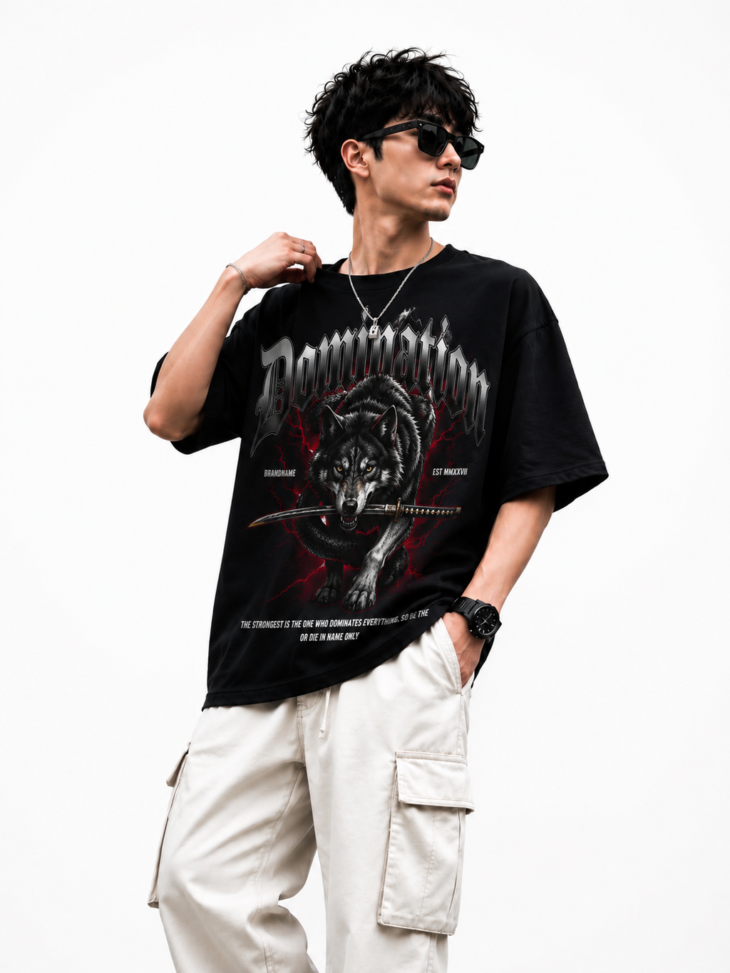 Genzhub Men’s Premium Black Oversized Graphic Printed T-shirt