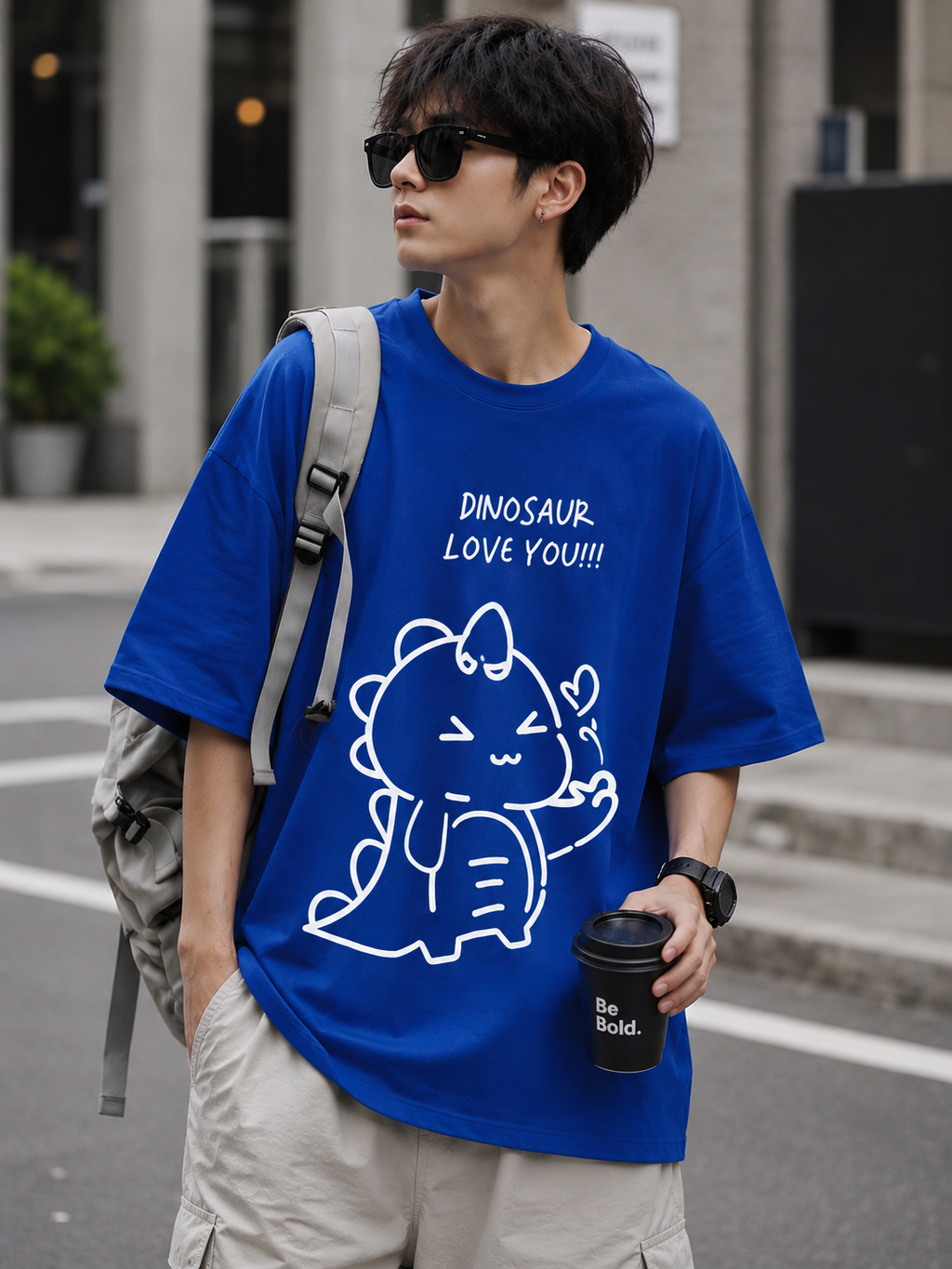 GenzHub Men’s Premium Blue Oversized Tshirt