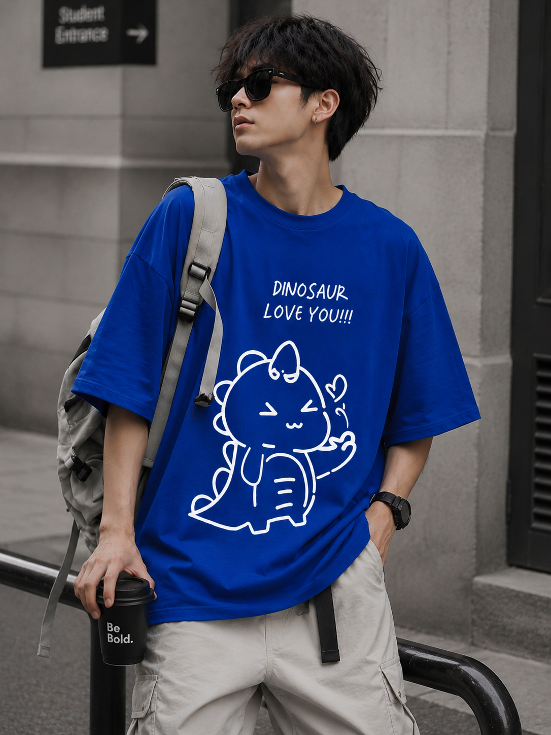GenzHub Men’s Premium Blue Oversized Tshirt