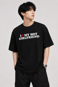 GenzHub Men’s Oversized Black T-Shirt Korean Streetwear  Printed Cotton Tshirt